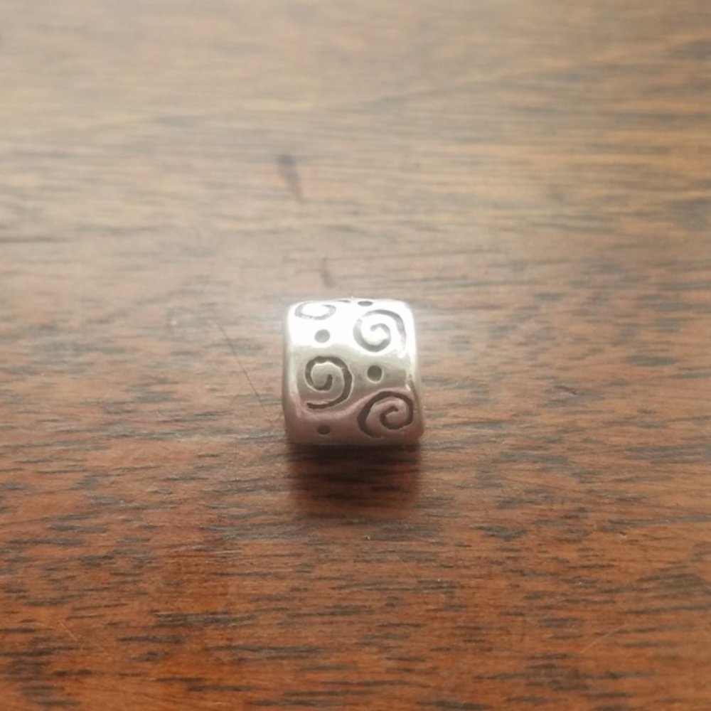 Silver Charm Swirl Dots Geometric Bead Boho Preppy
